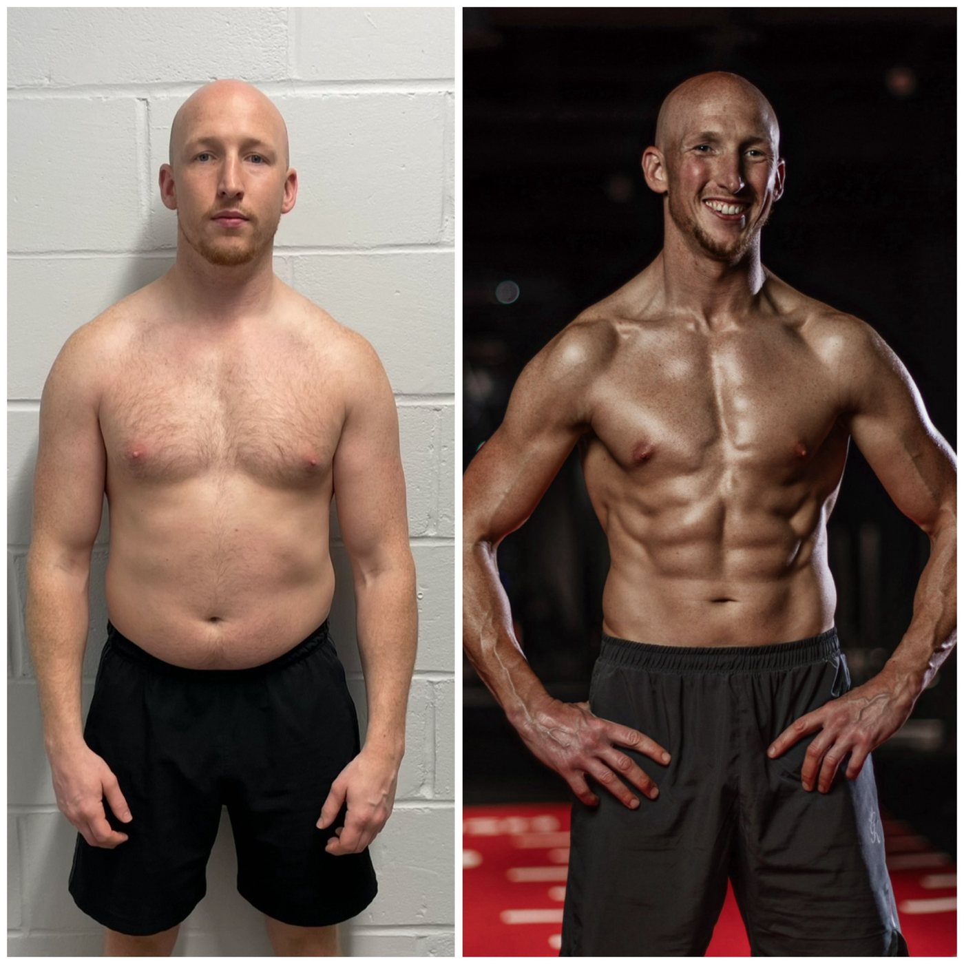 Jack before and after his own 16kg transformation